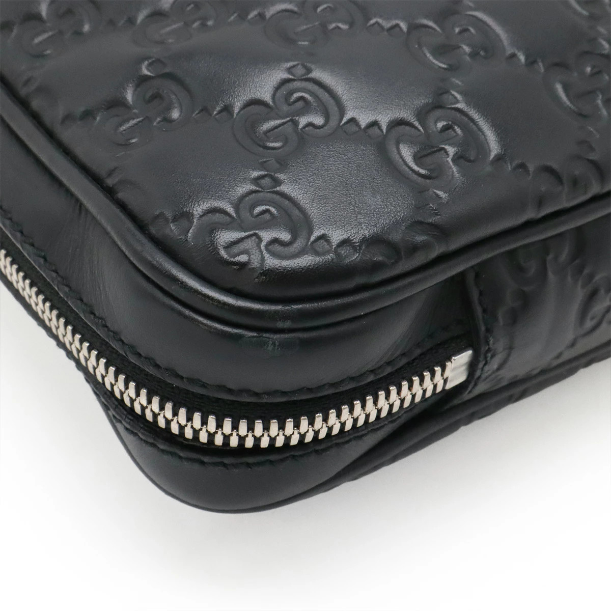 Gucci Guccissima rubber PC case business bag leather black silver hardware