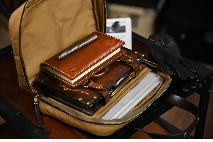 Oil Waxed Canvas Small Briefcase Size 31*22*7cm Casual Handheld Bag