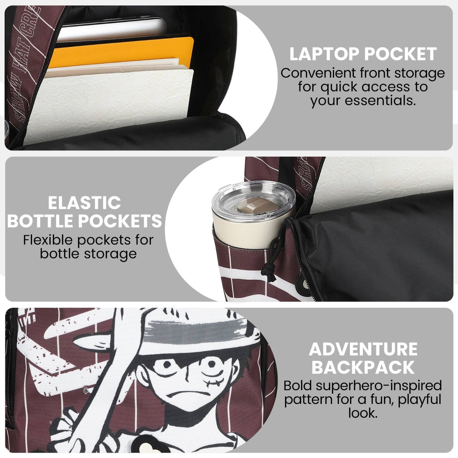 Bioworld One Piece Luffy Character Art Large Graphic Backpack Anime Bag NEW!