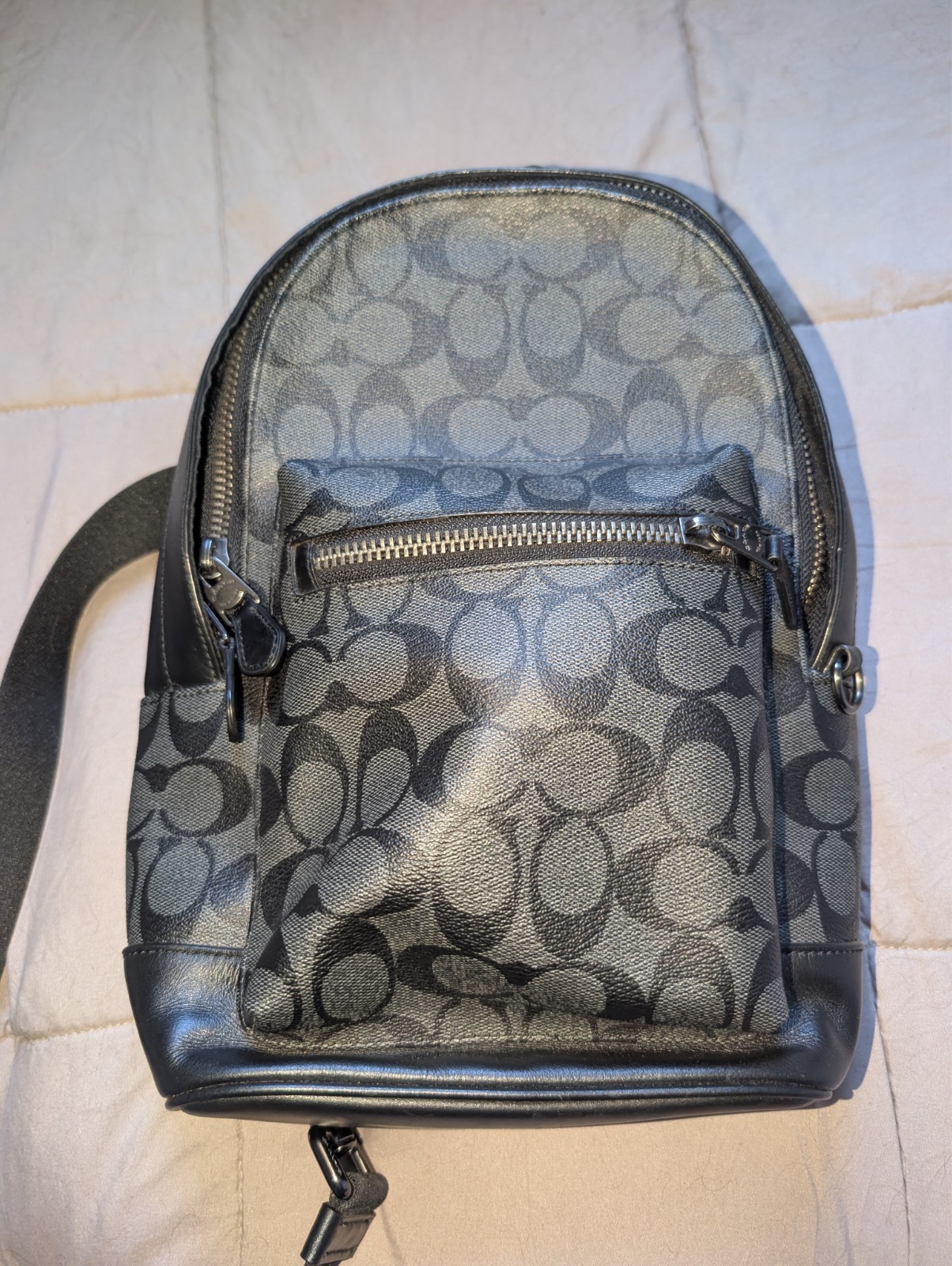Coach Houston F72483 Signature Canvas Backpack – Black/Charcoal