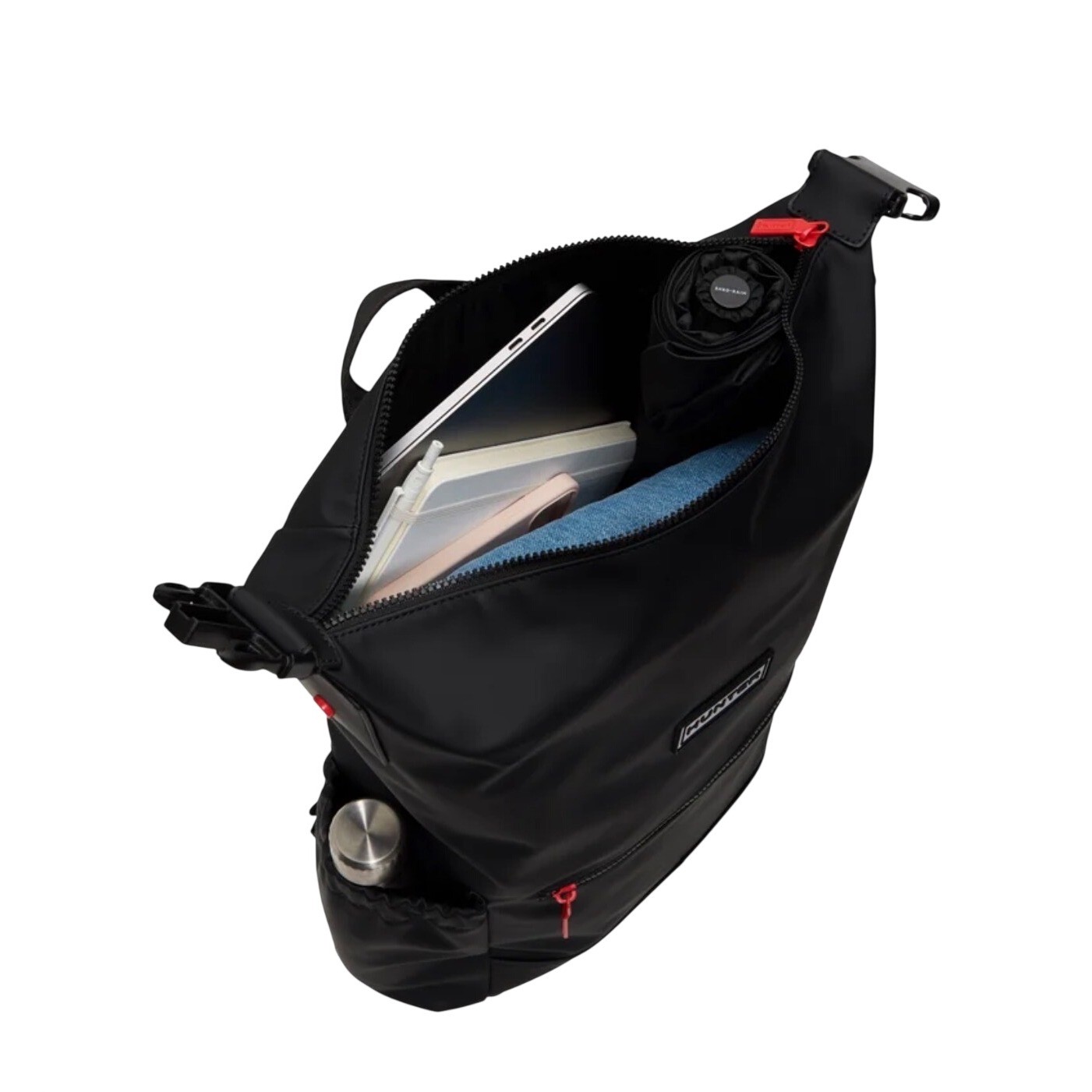 Hunter Top Clip Backpack Black Water Resistant Rubberized Logo UBB1204KBM