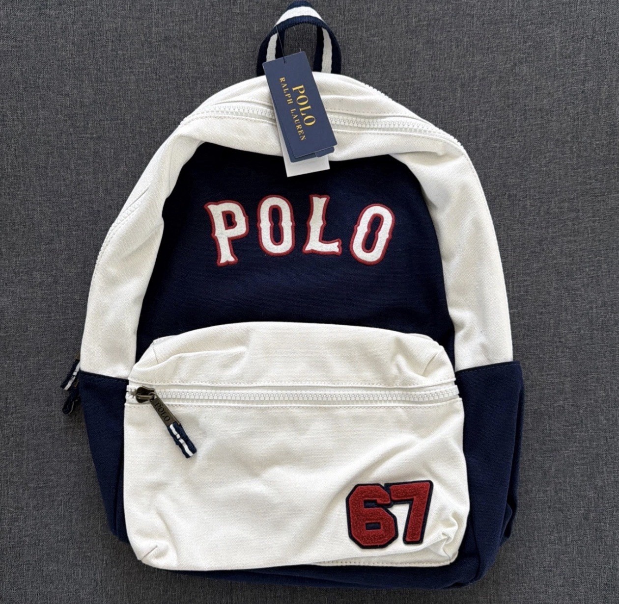 Polo Ralph Lauren Canvas Navy White Backpack Laptop Sleeve Adults /Kids NWT
