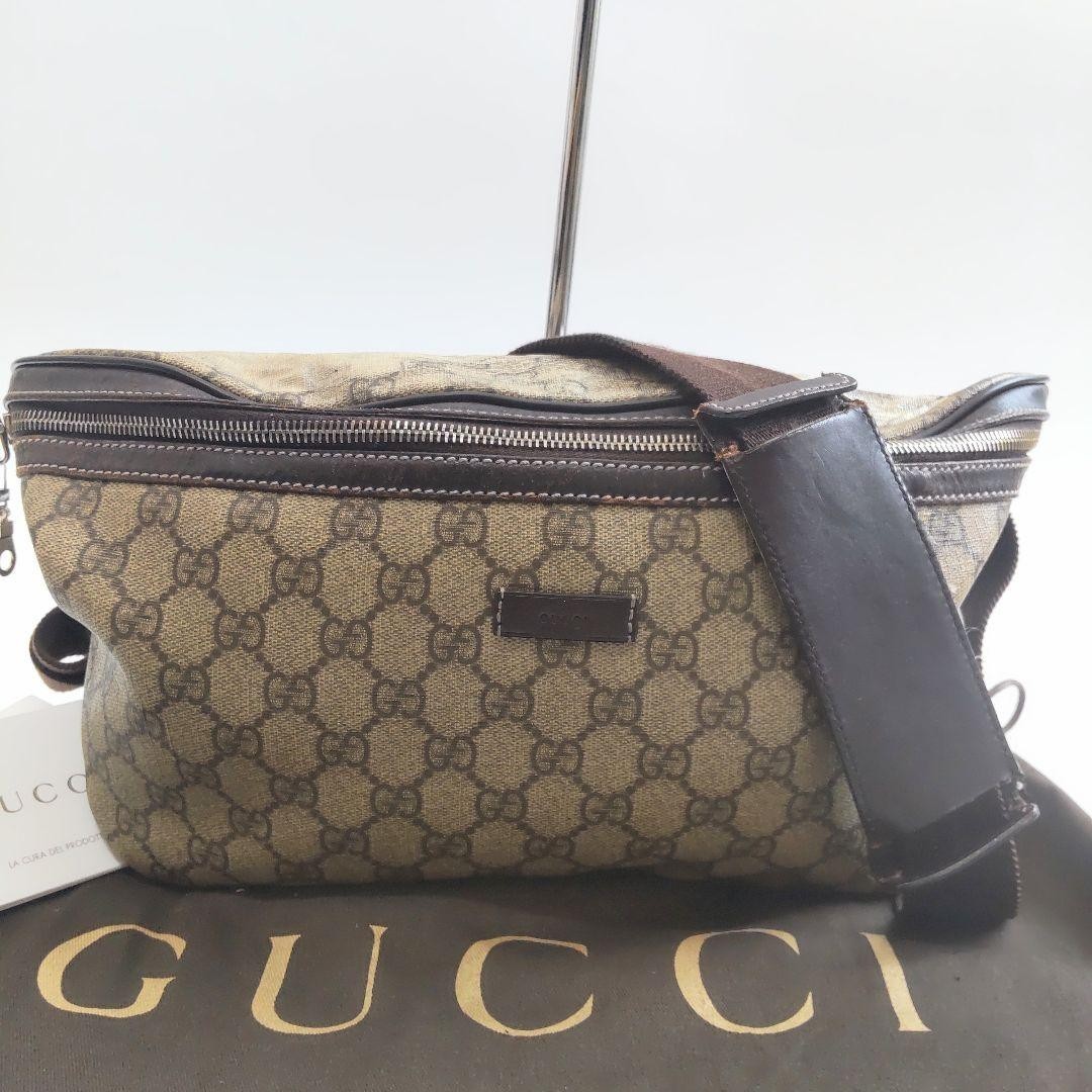 Gucci GG Supreme PVC Leather Belt Bag Body Bag Beige 211110001998 from Japan