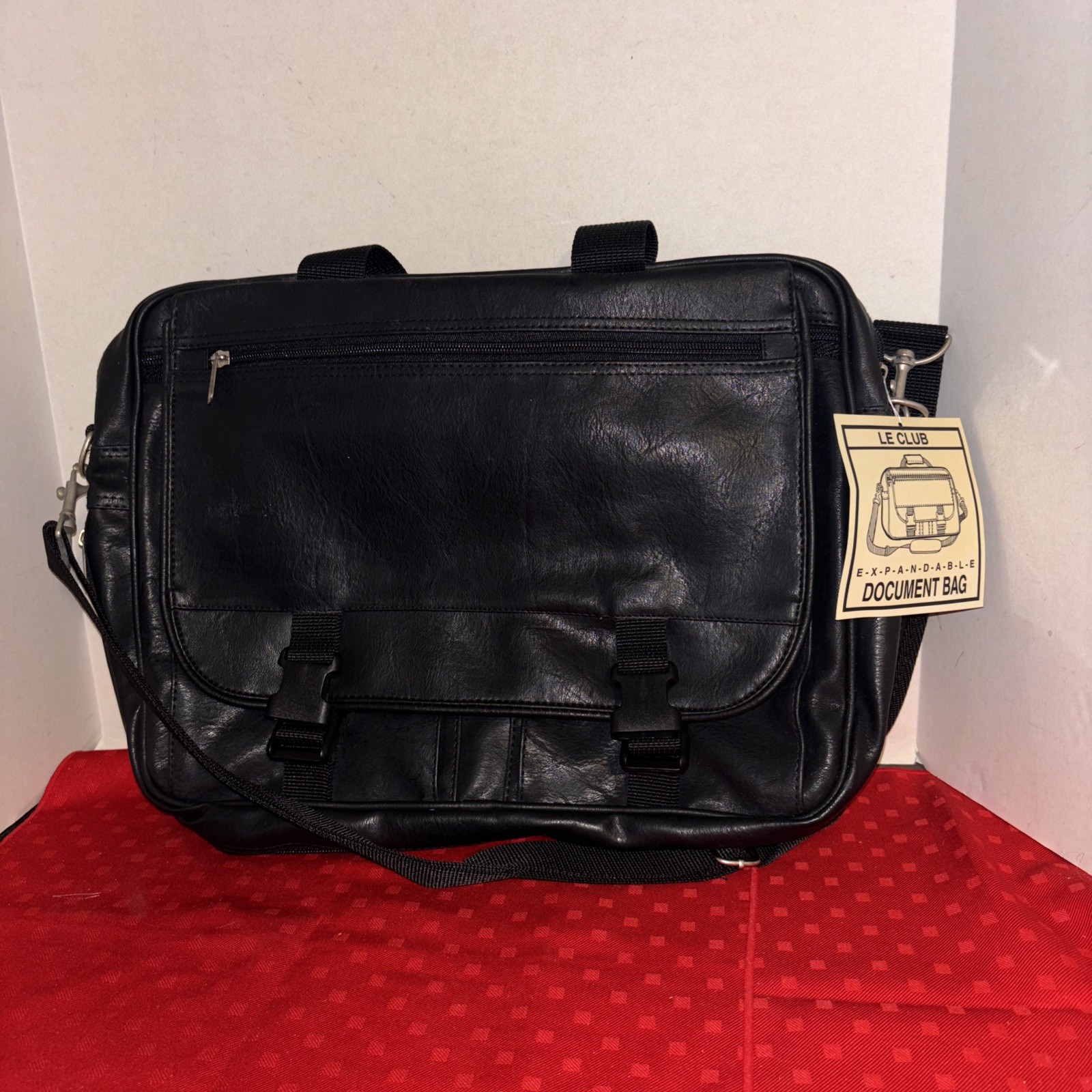 Black- Faux Leather- Vinyl Briefcase-Multiple Compartments New Old Stock