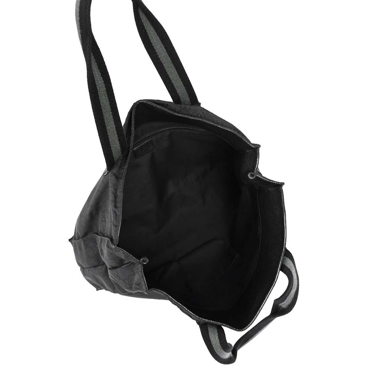 Gucci GG Nylon Tote Bag Handbag Web Canvas Black 449178