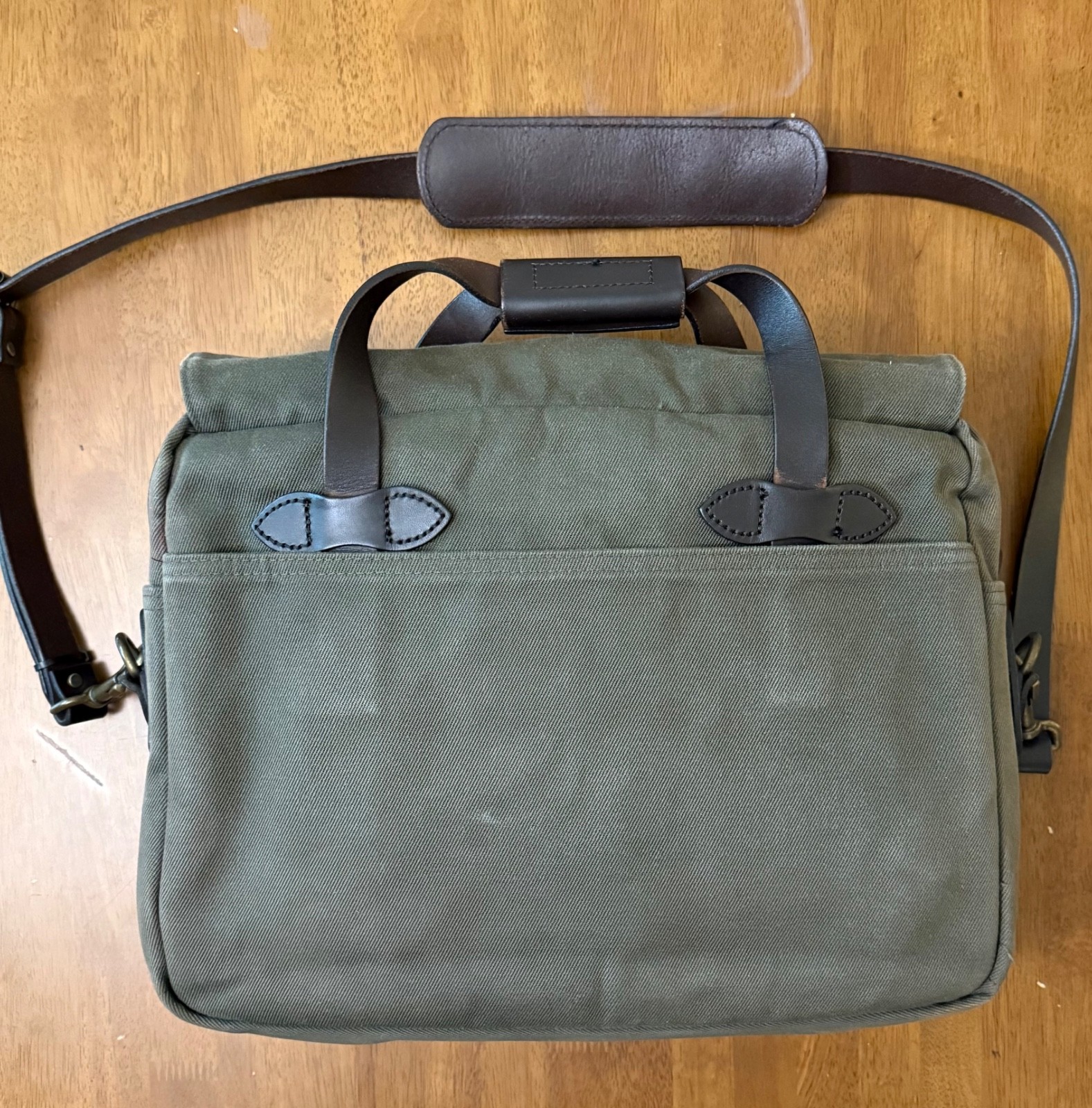 Filson 257 Large Computer Briefcase EXCELLENT COND Otter Green Rugged Twill USA