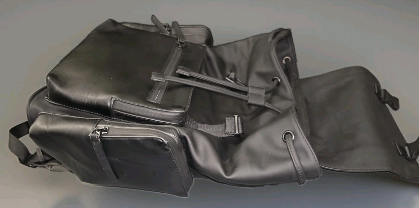 ZARA Black Backpack Drawstring Flap Buckle Zip, Adjustable Strap Pockets