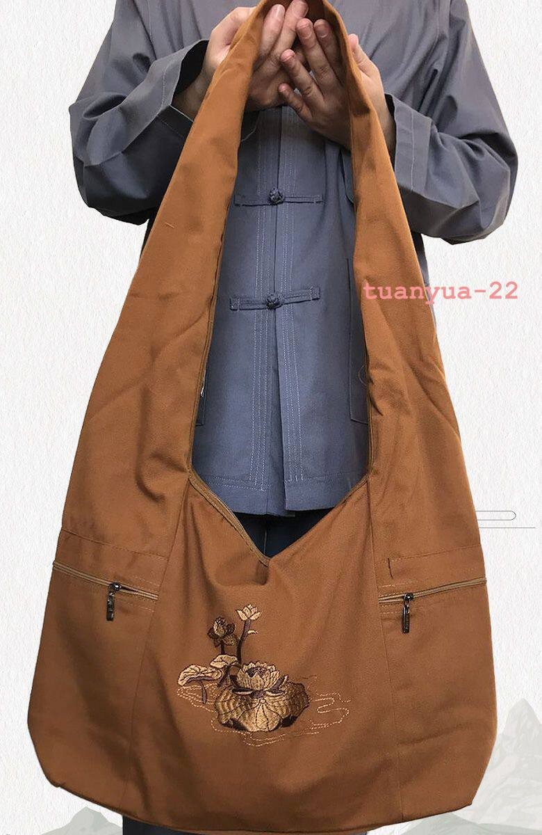China Buddhist Supplies Monk Pack Shoulder Bag Cotton Canvas Buddha Bags 1pcs