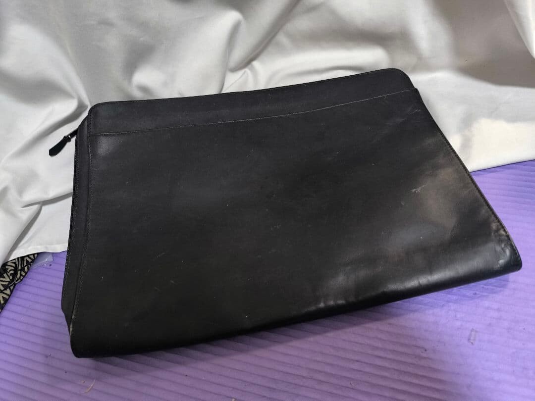 Dunhill Black Leather Briefcase Slim Document Bag Men Business Work 38cm