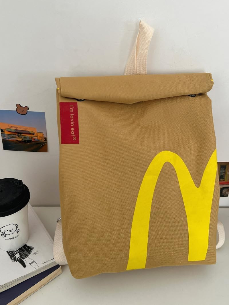 Classic Funny Retro Paper Bag Large Capacity Backpack Cute Personalized Shoulder