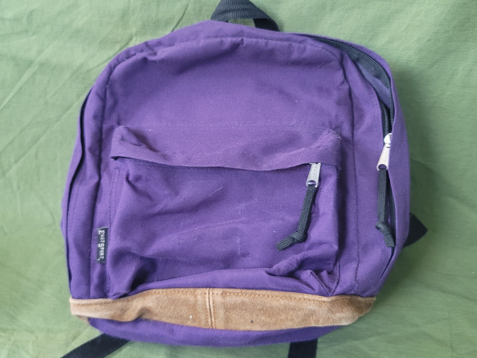 Vintage Small East Sport Pack Canvas Purple with Leather Trim 90s 12.5×10