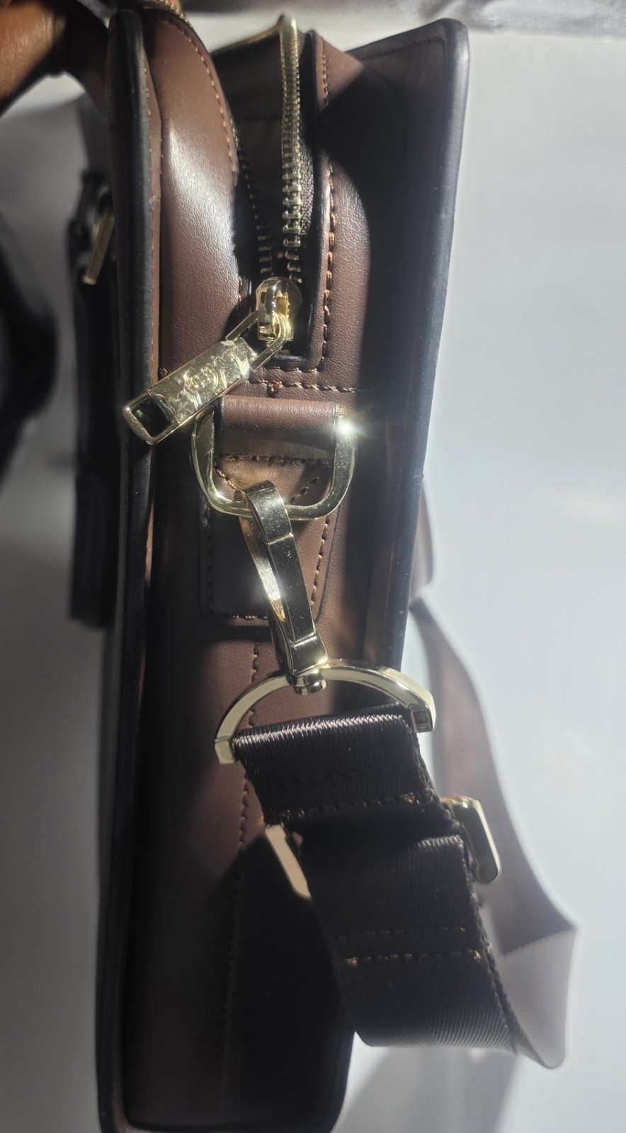 Bostanten Leather Laptop Briefcase Brown Business Bag Mens Womens Shoulder Strap