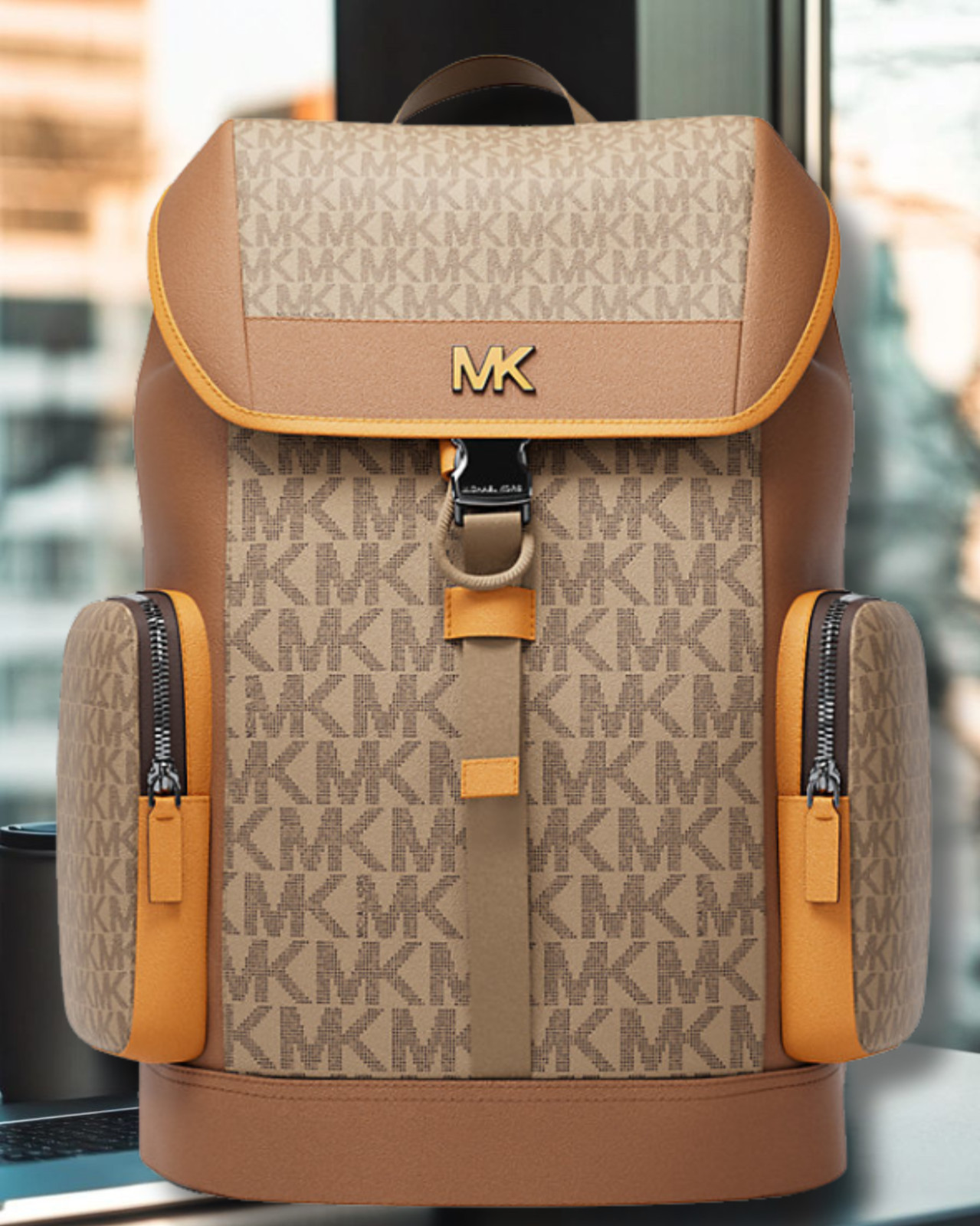Michael Kors Cooper Men Medium Signature Logo Travel City Backpack Variation