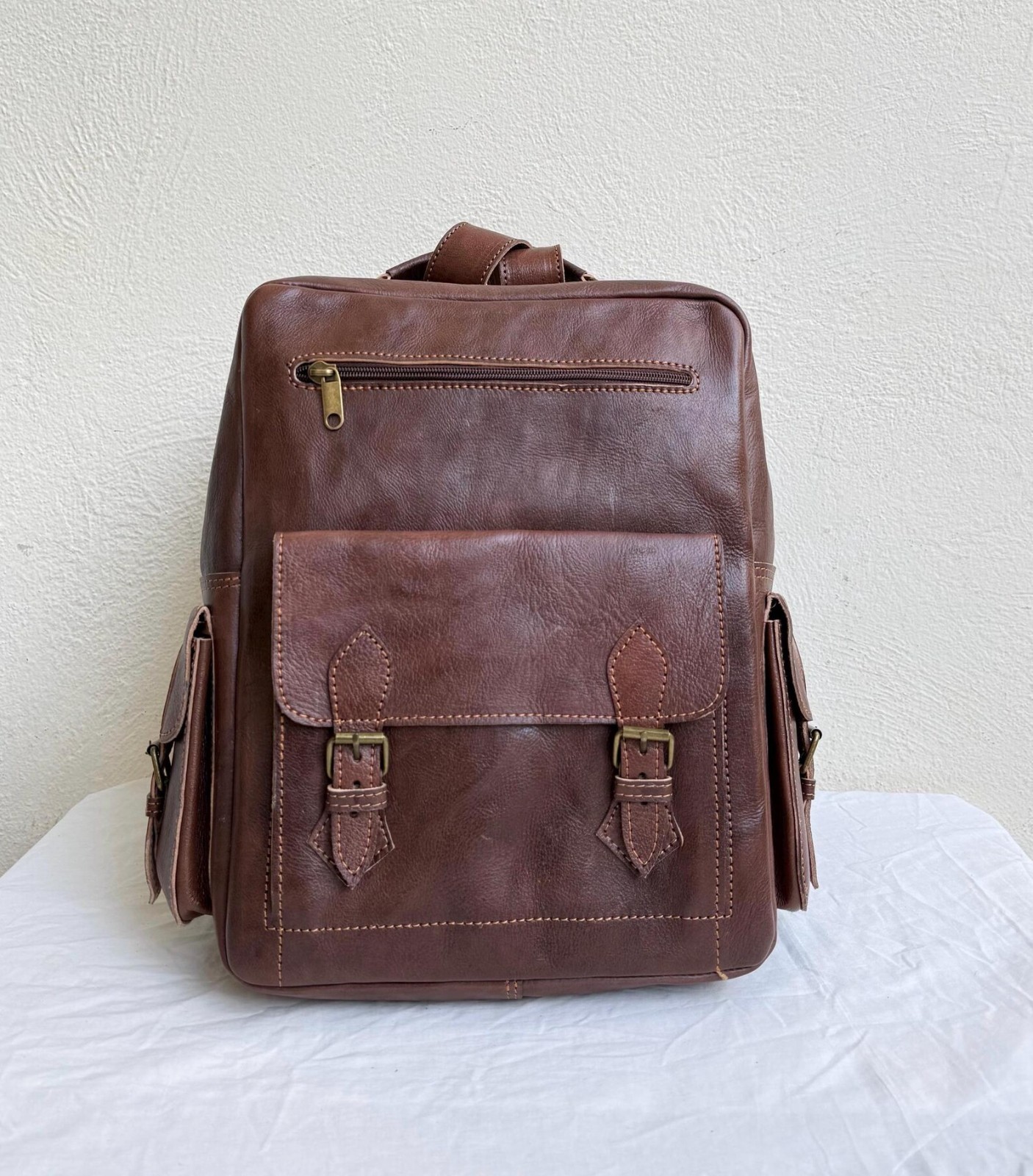 Handcrafted Genuine Leather Backpack – Brown Color | 45 × 33 cm | Handmade