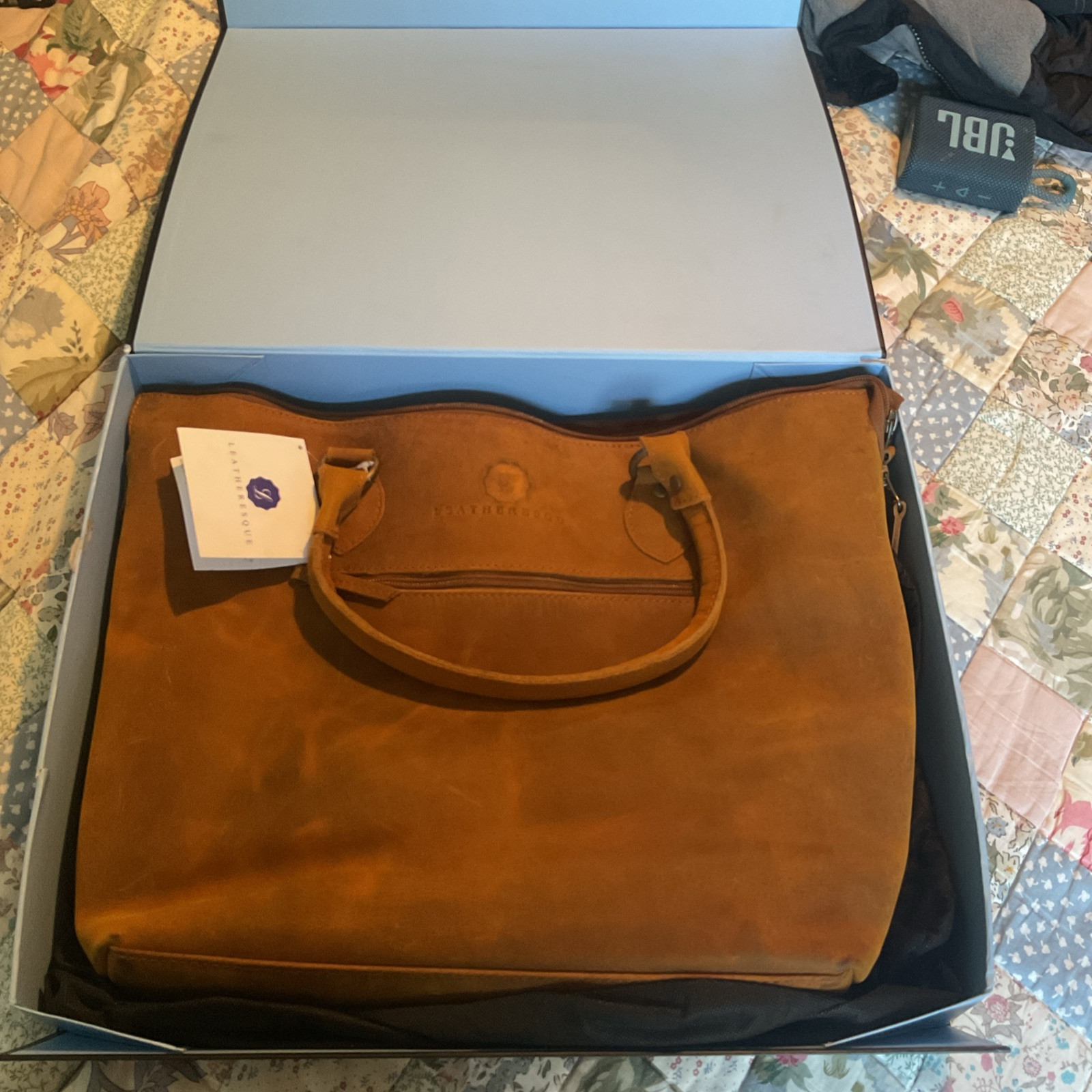 Leatheresque Tribeca Tote-Buffalo Leather- Vintage Brown