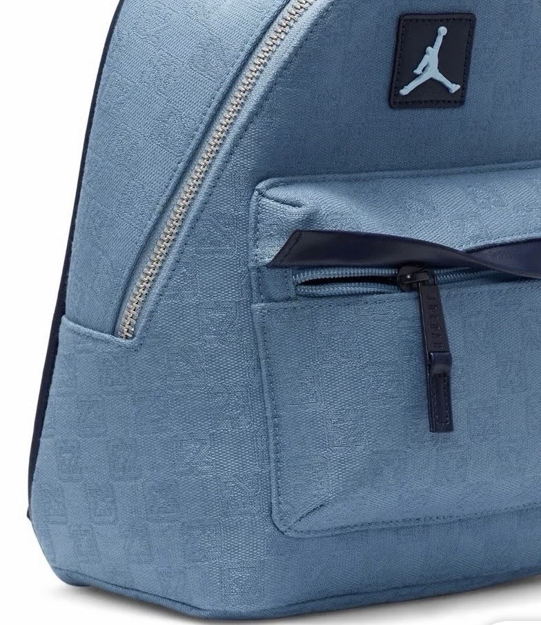 Nike Jordan Monogram Mini Backpack, Chambray Blue Bag, Travel Carry On Purse