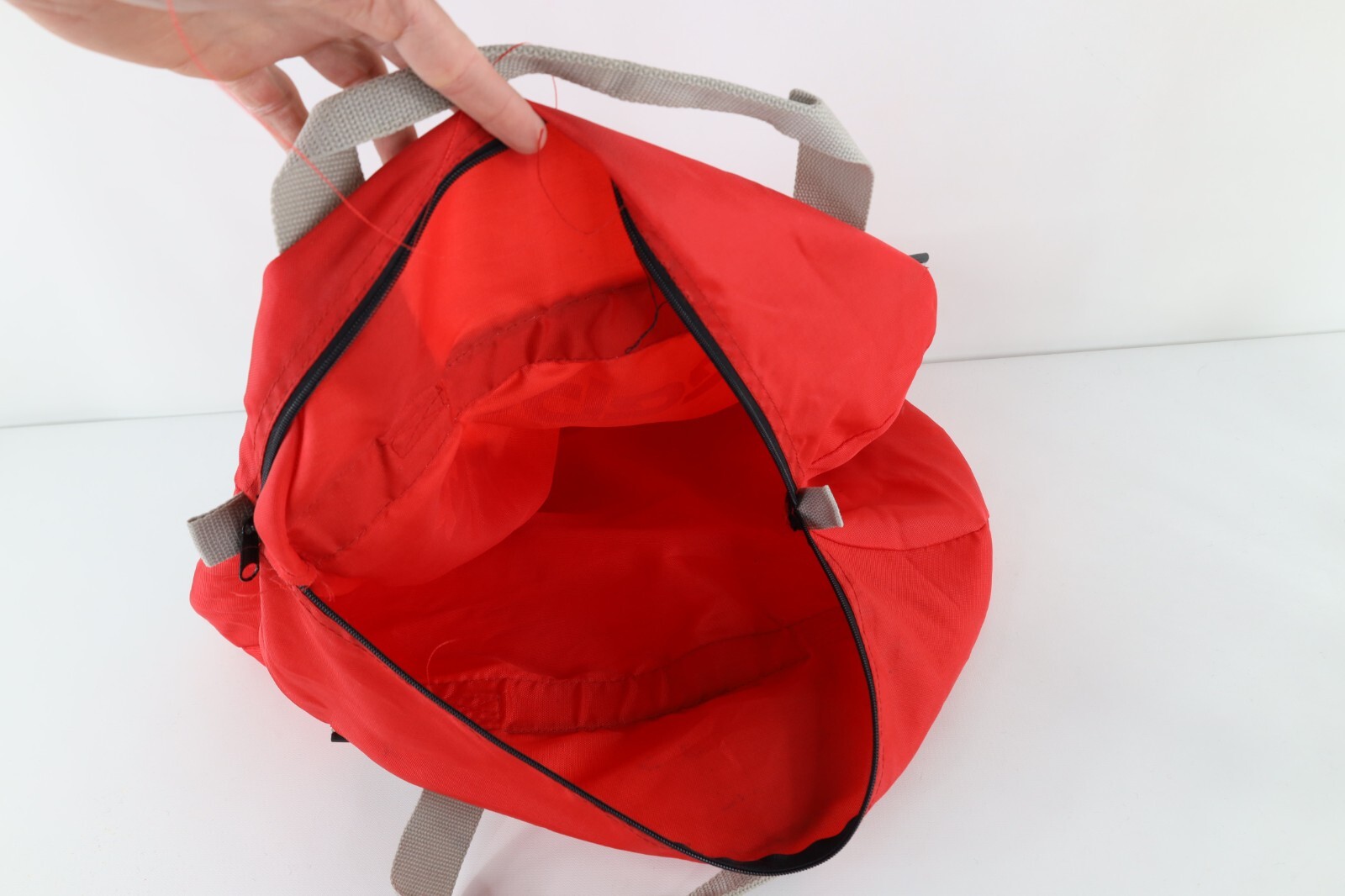 Vintage 90s Reebok Spell Out Big Logo Handled Duffel Bag Gym Bag Carry On Red