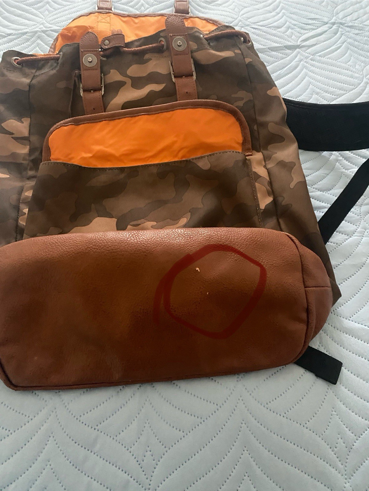 Benrus Camouflage Backpack Brown Padded Outer Pockets Army Outdoor Travel