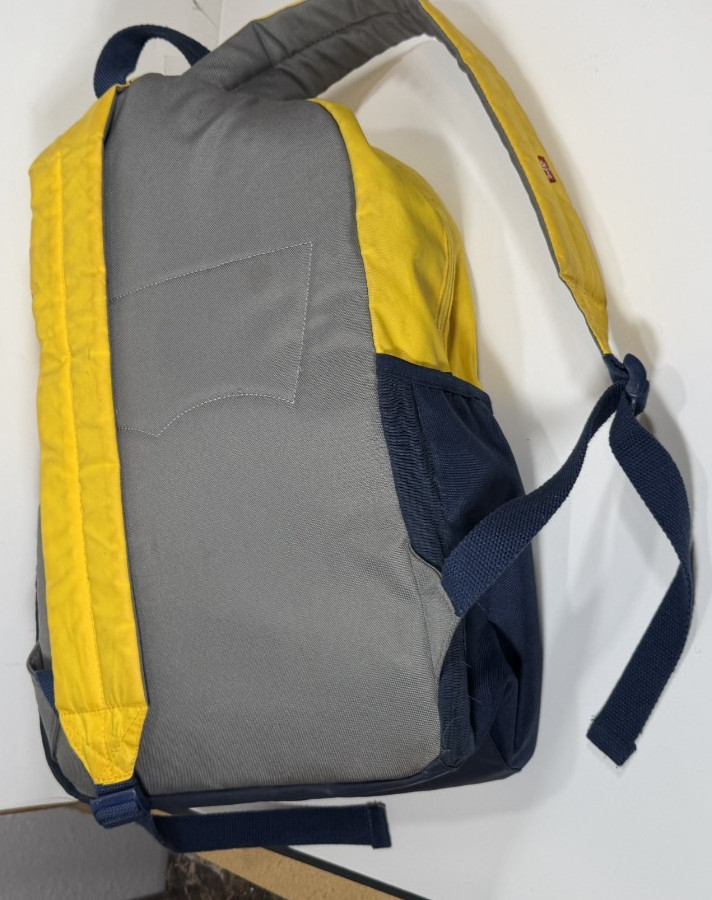 Levi’s Backpack – Yellow/White/Navy Blue Nylon 18 x 12 x 6 inches