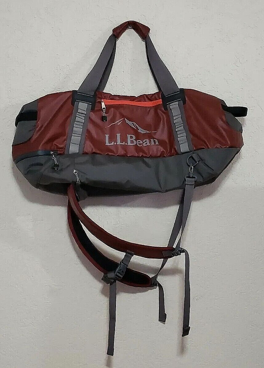 LL Bean Duffle Bag Large Red Outdoors Adventure Pro Travel Backpack Idexx Swag