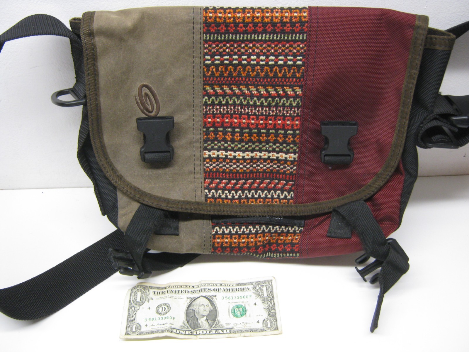 Timbuk2 Multi-Color SMALL Messenger Bag Brown Red Hippie San Francisco VTG?