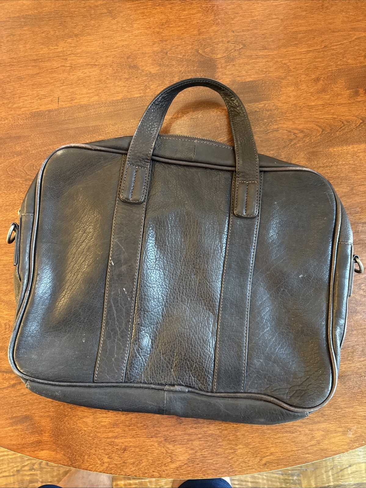 Bosca Leather Messenger Bag Briefcase Dark Brown