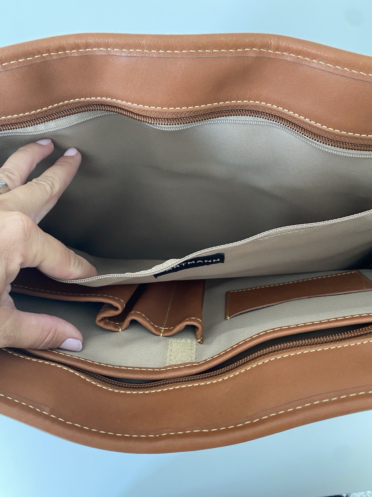Hartmann Cognac Leather Softshell Briefcase