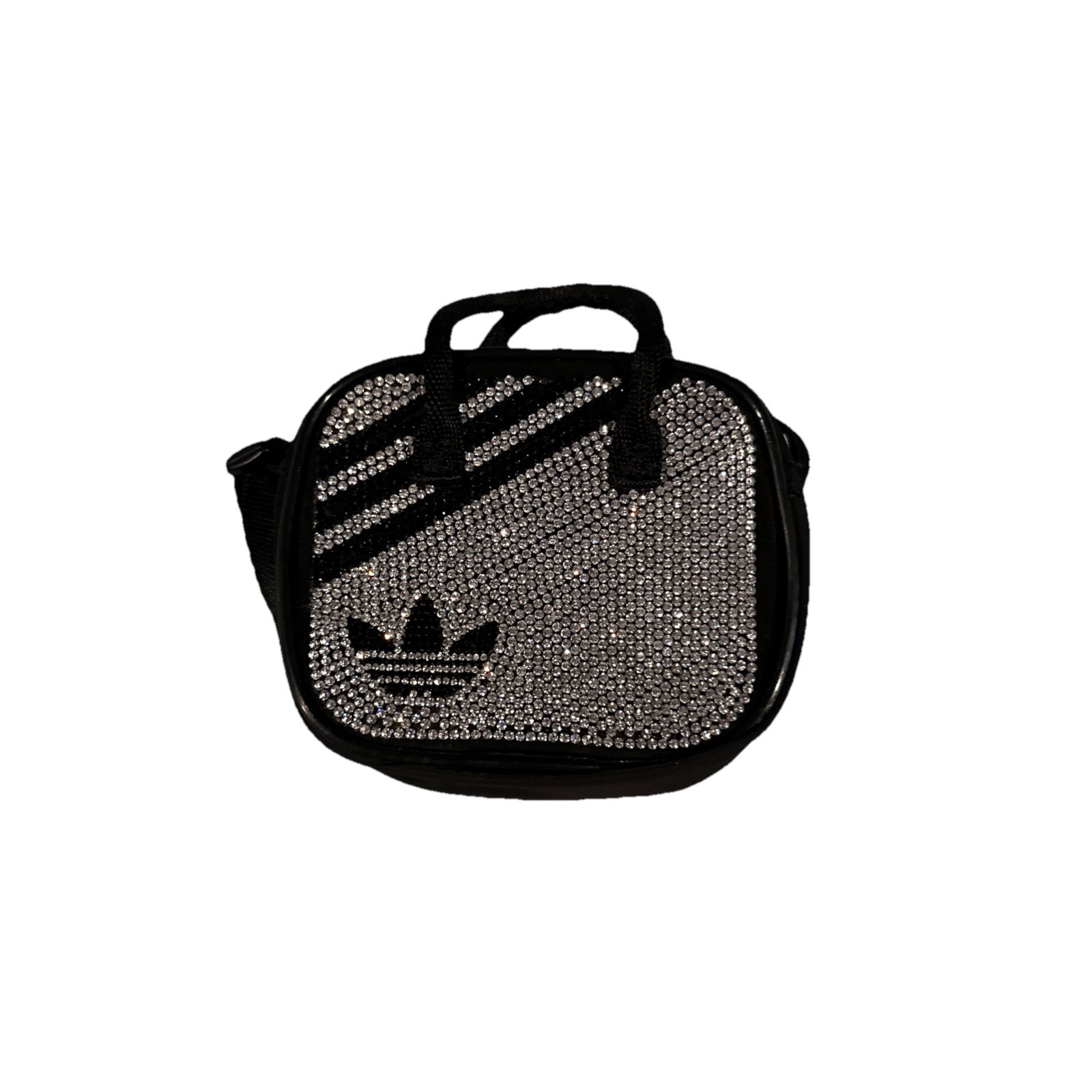 Adidas Originals Faux Crystal Classic Mini Trefoil Bag Card Holder Black Silver