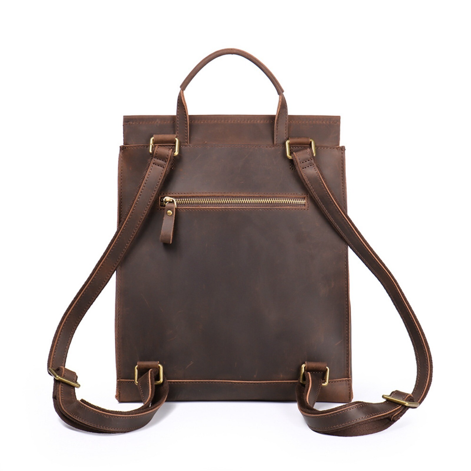 Mens Leather Backpack Brown Laptop Bag Vintage Travel School Rucksack