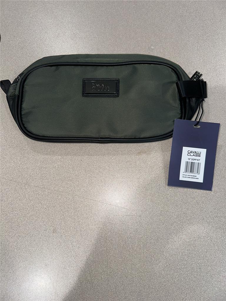 Roberto Cavalli Men’s Dopp Kit Khaki Travel Casual 10″ x 5″ x 4″ NEW