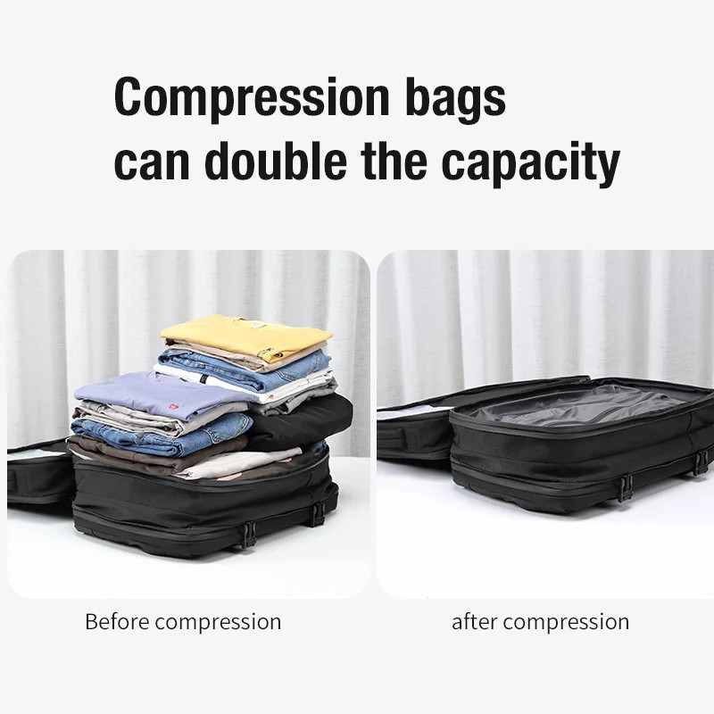 Vacuum Compression Travel Backpack USB Charging Large Capacity Hiking Bag