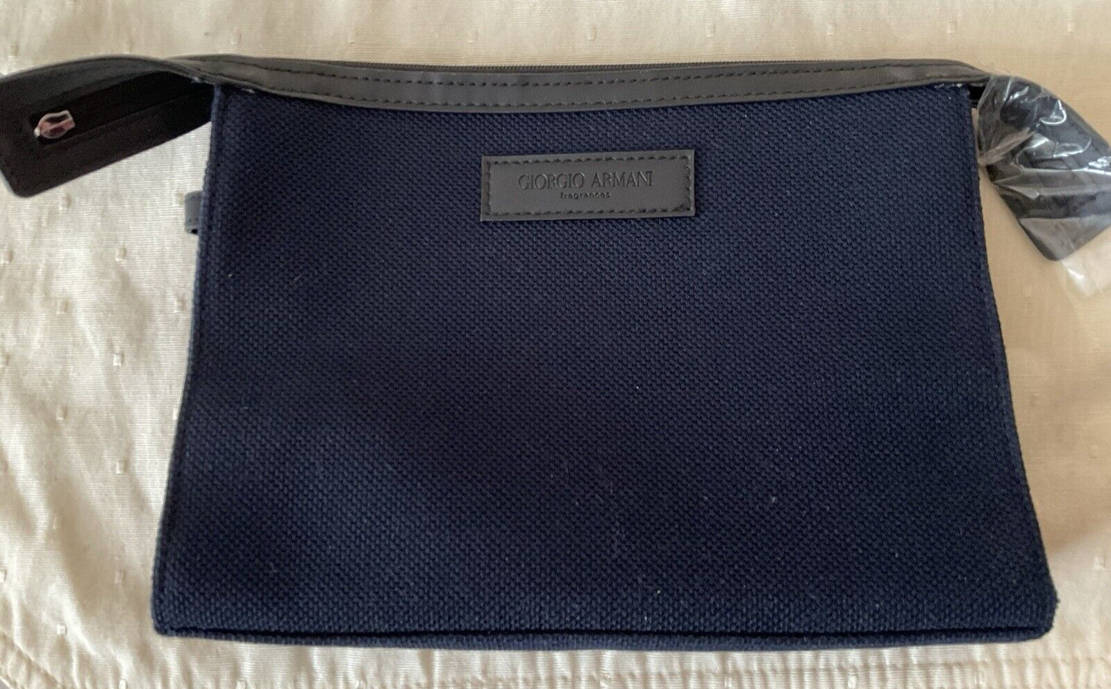 Giorgio Armani Man Blue Travel Pouch Zipper With Dust Bag 9″ across 6 1/2″ tall
