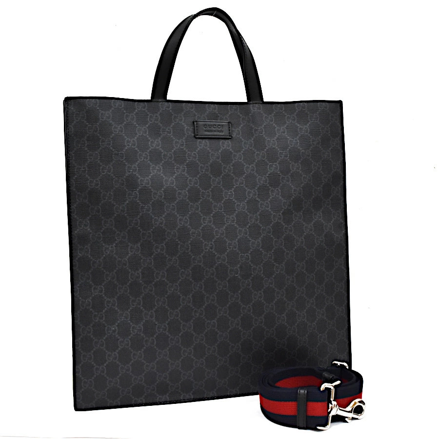Gucci 2WAY bag tote GG Supreme 495559 PVC leather black
