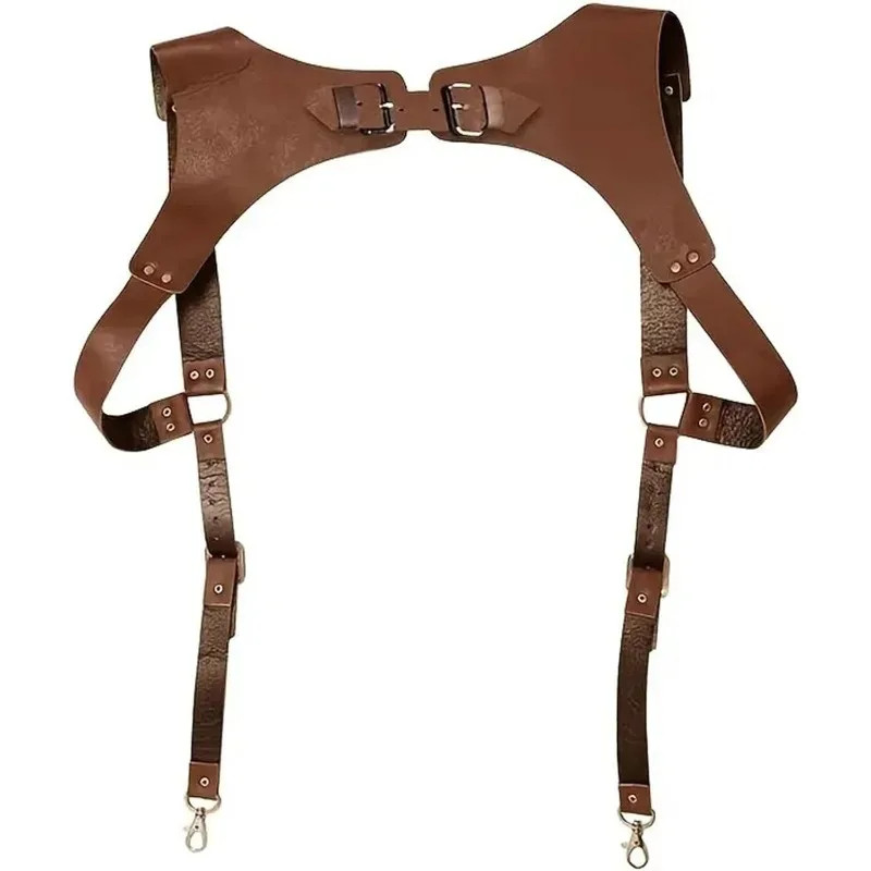 Black/Brown Adjustable Men’s Retro Shoulder Strap Punk Leather for Men’s Strap