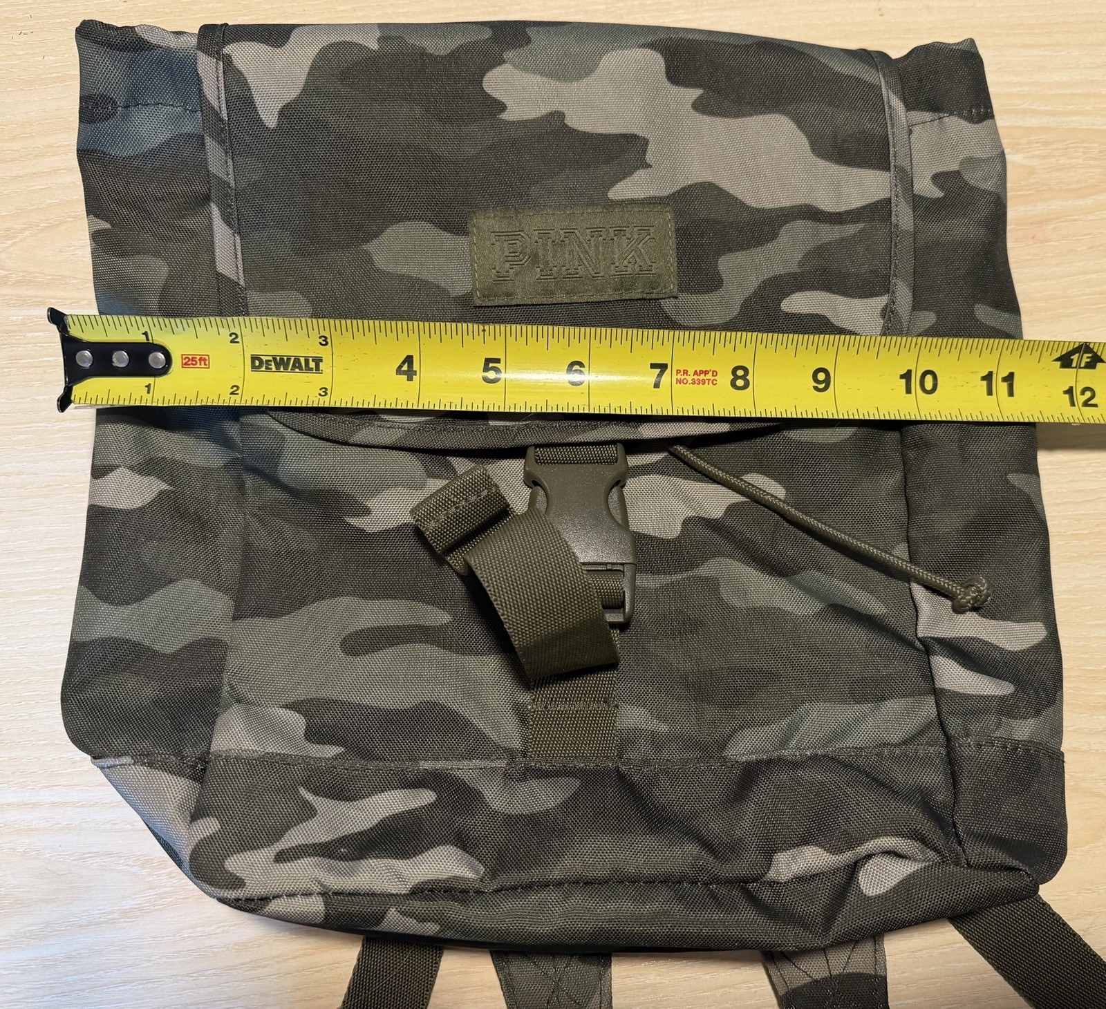 PINK Army Camouflage Backpack Green Buckle Drawstring Adjustable