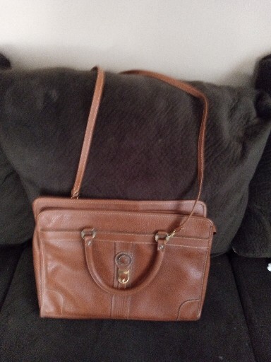 JACKSON EXPANDABLE BROWN LEATHER BRIEFCASE With Detachable Strap