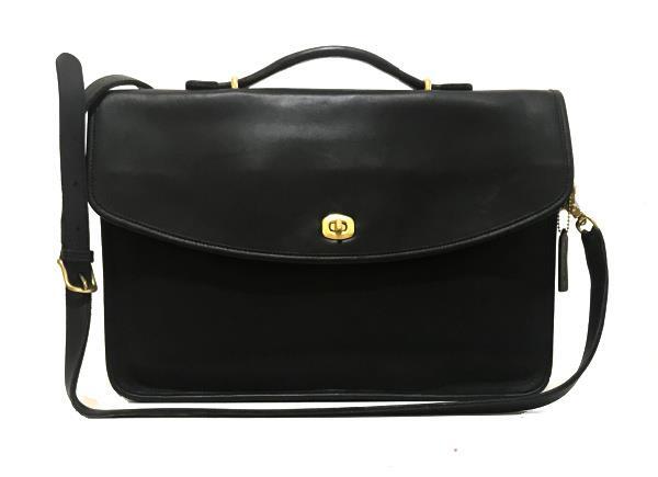 Nice Coach Classic Retro Black Vintage Leather Business Portfolio Briefcase Bag