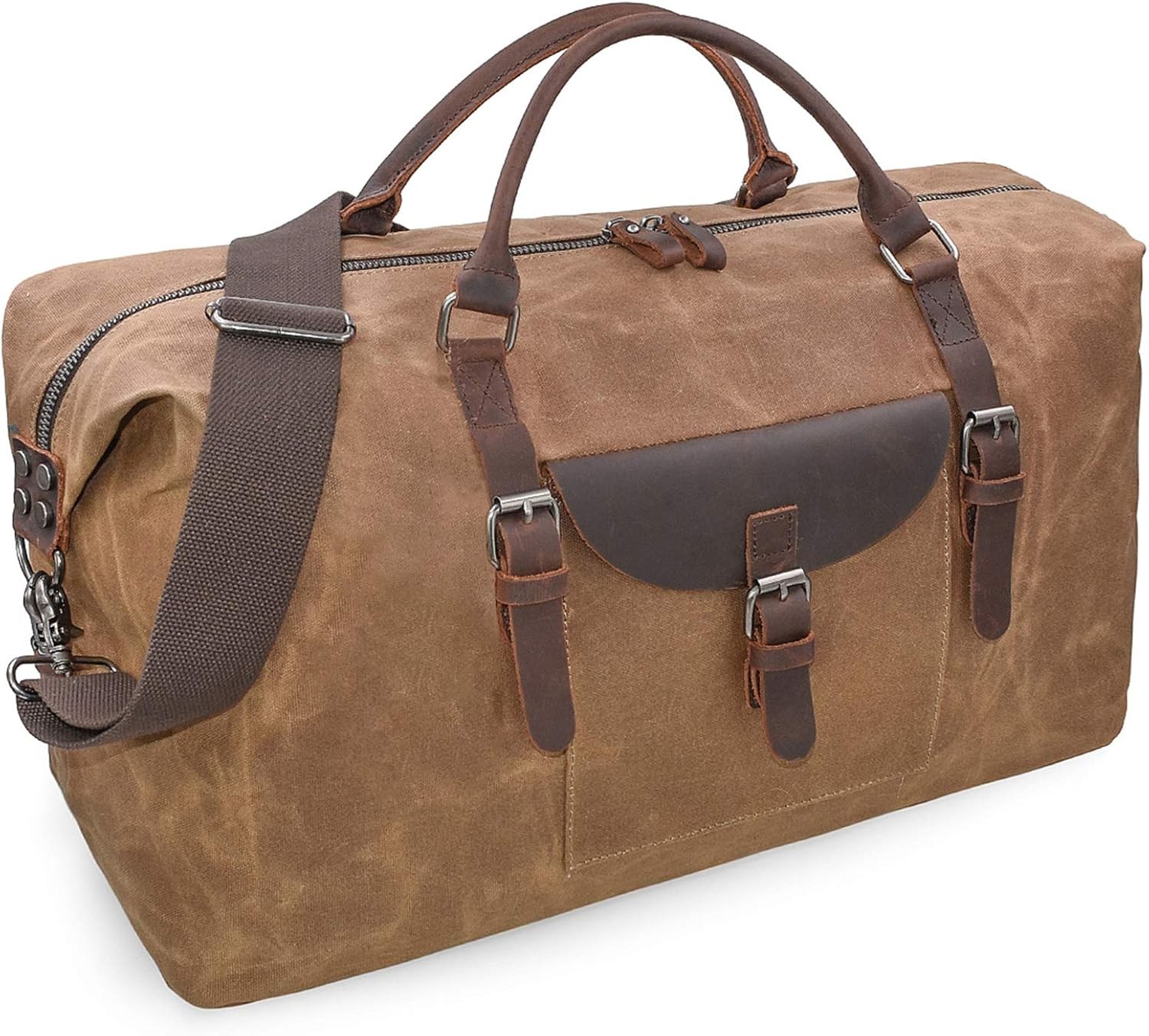 Large Waterproof Canvas & Leather Oversized Travel Duffel Bag