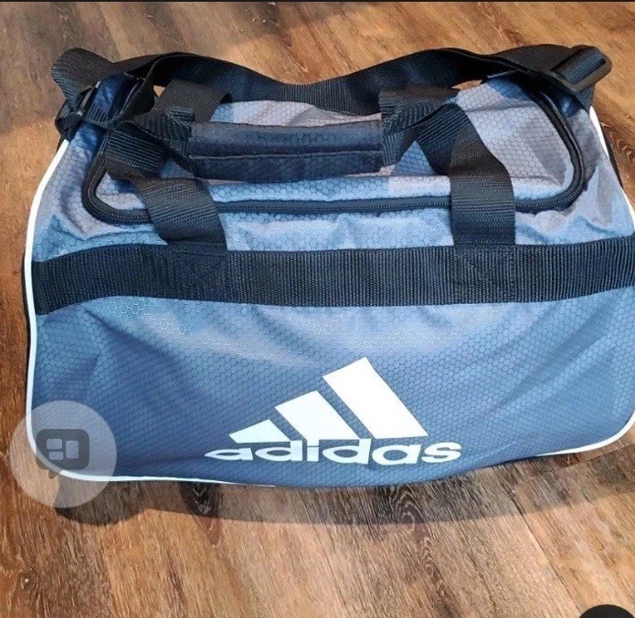 Adidas Diablo II Solid Small 18” Gym Bag Locker Wonder Silver Grey Hex Pattern