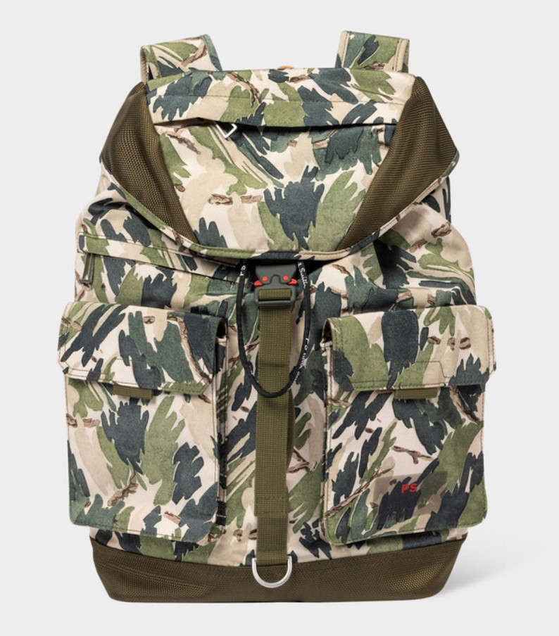 PS Paul Smith Canvas Backpack Khaki Green Abstract Camouflage print New $398
