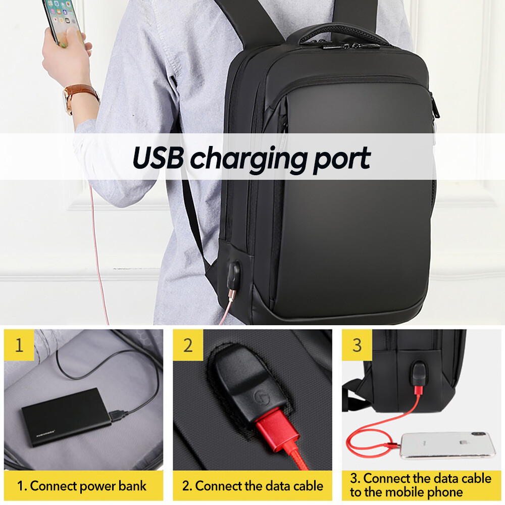 Men Multifunctional 15.6 Inch Laptop Backpack Travel Business USB Notebook Bag