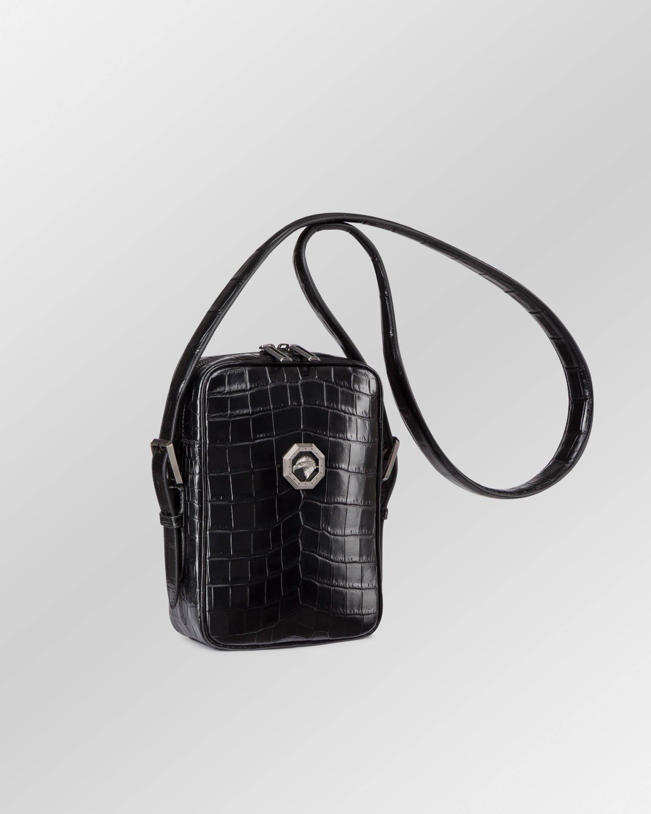 Stefano Ricci Matted crocodile messenger bag