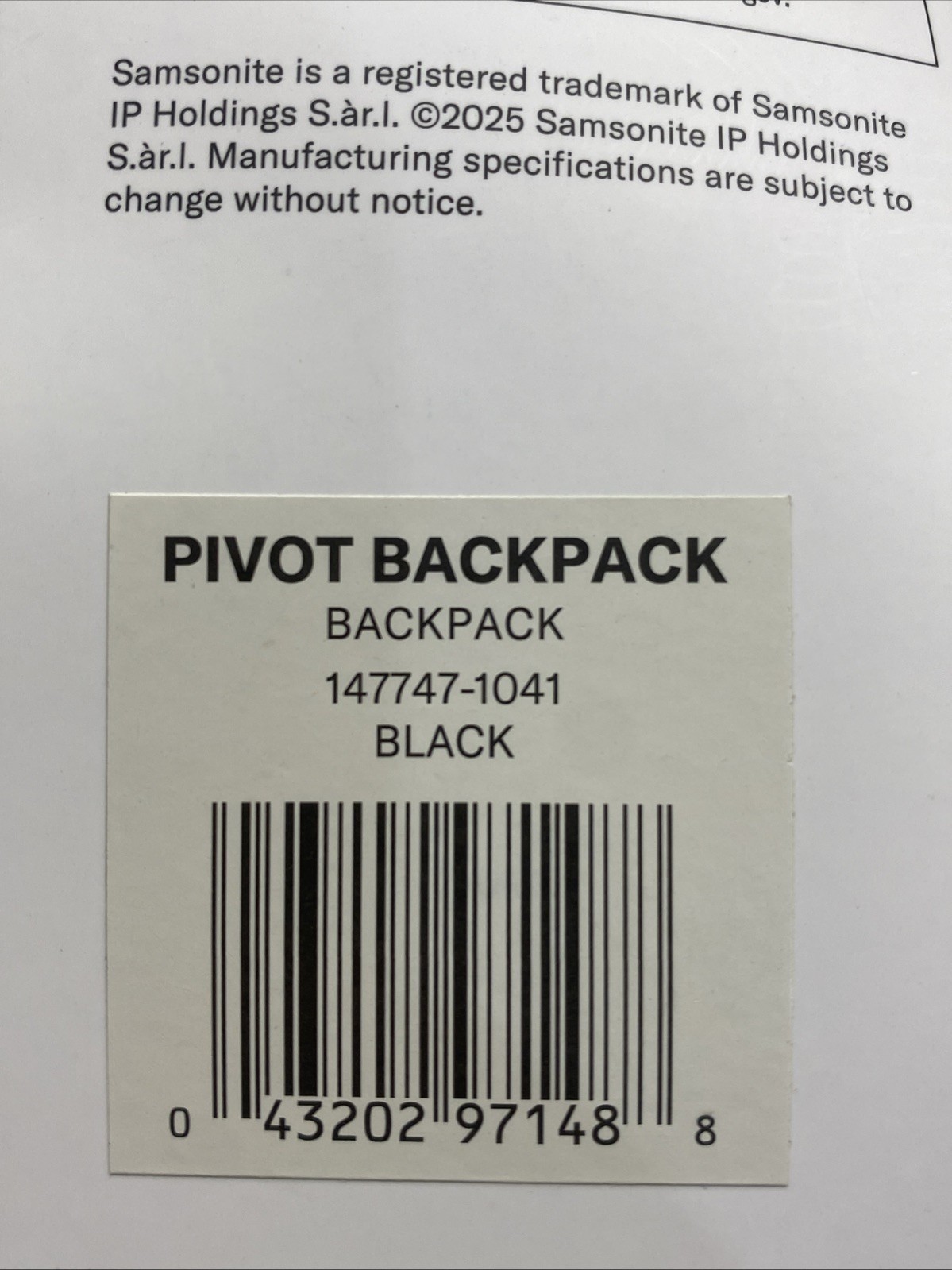 Samsonite Pivot Backpack 18.5Hx12.0L X8.0W Business/Travel 147747-1041
