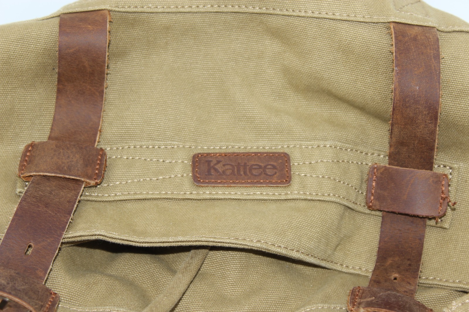 Kattee Canvas Material Leather Straps Pockets Buckle Closures Backpack Large 20″