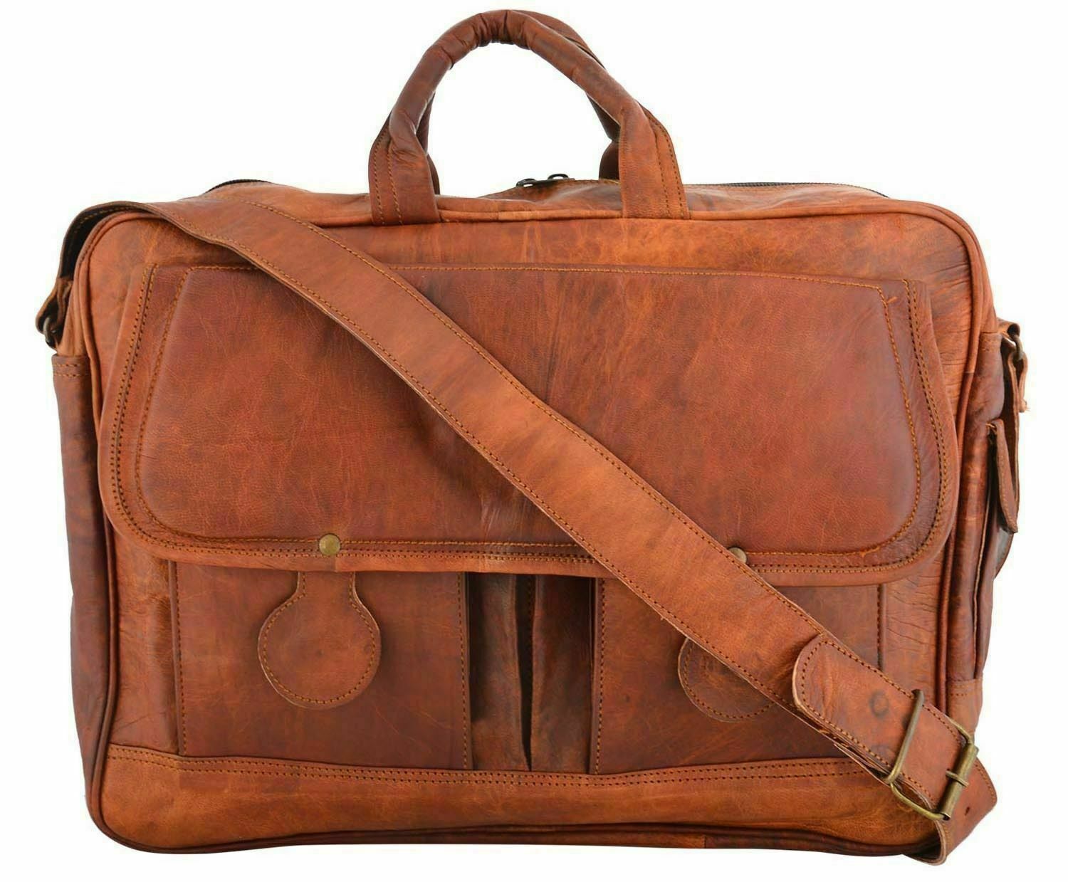 HANDMADE SERGUIO ROGETTI DESIGNER RUSTIC LEATHER BRIEFCASE LAPTOP BAG SATCHEL