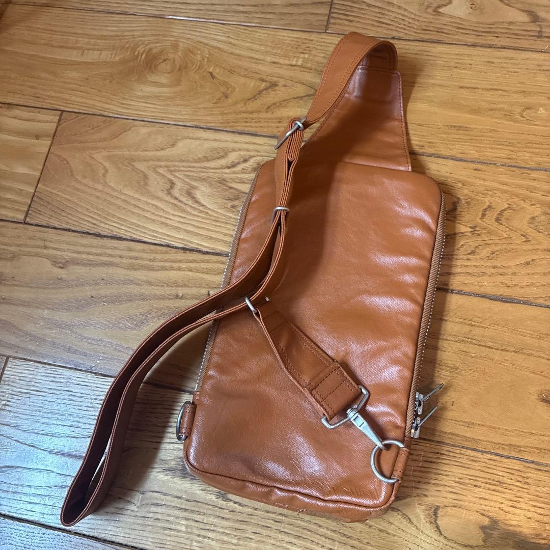 Authentic HEADPORTER PORTER Camel Shoulder Body Bag 7.9inch Damaged Bottom