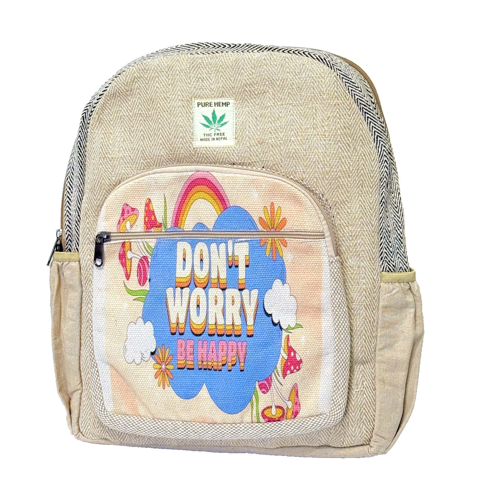 Hippie Lightweight Hemp Backpack Handmade Bag – Print Boho Laptop Bag Hemp Bag