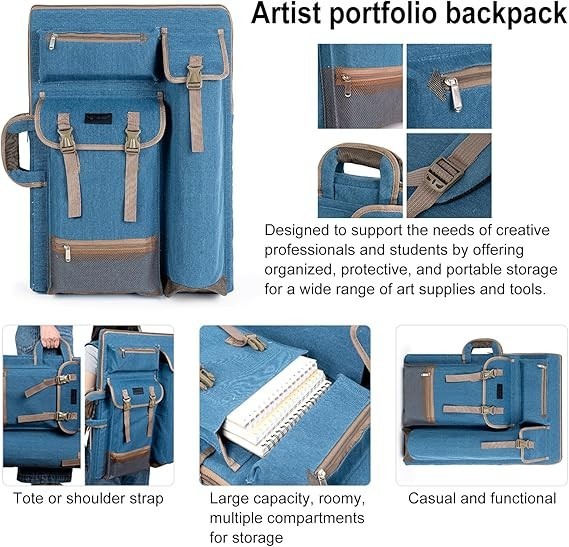 Art Portfolio Case Artist Backpack Canvas Bag Large 26” x 19.5” Christmas Gift