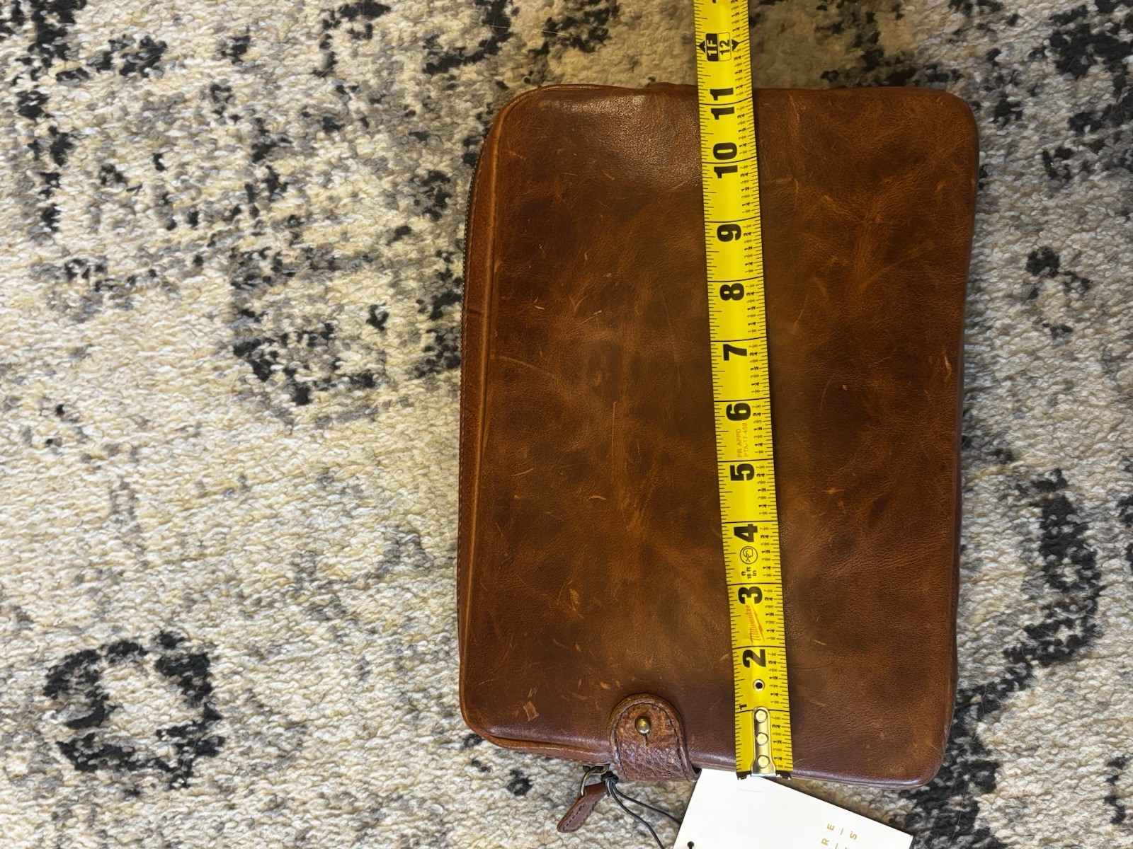 Moore & Giles Leather Tech Pocket In Titan Milled Honey Laptop Travel Bag
