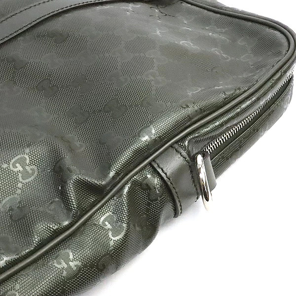 Gucci Briefcase GG Implime Pattern PVC Leather Moss Green 19223